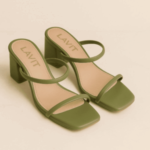 sandália feminina salto bloco médio com tiras minimalistas elegante e confortável