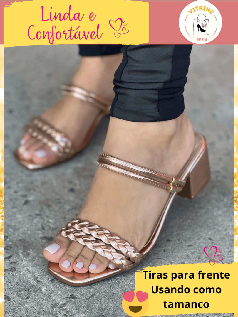 Sandália Feminina Salto Bloco Medio Casual - Imagem 2