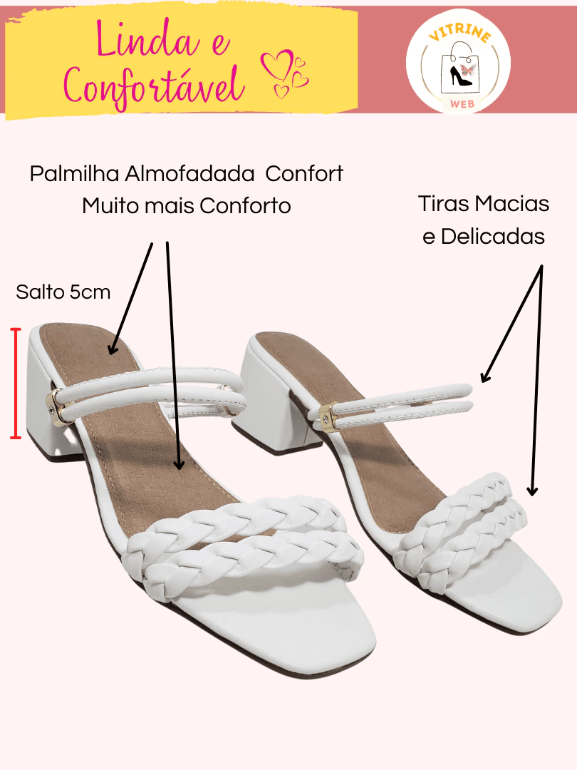 Sandália Feminina Salto Bloco Medio Casual - Imagem 7