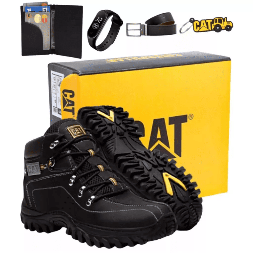 botina adventure masculina estilo caterpillar impermeável costurada + kit brindes botina adventure masculina estilo caterpillar impermeável costurada + kit brindes