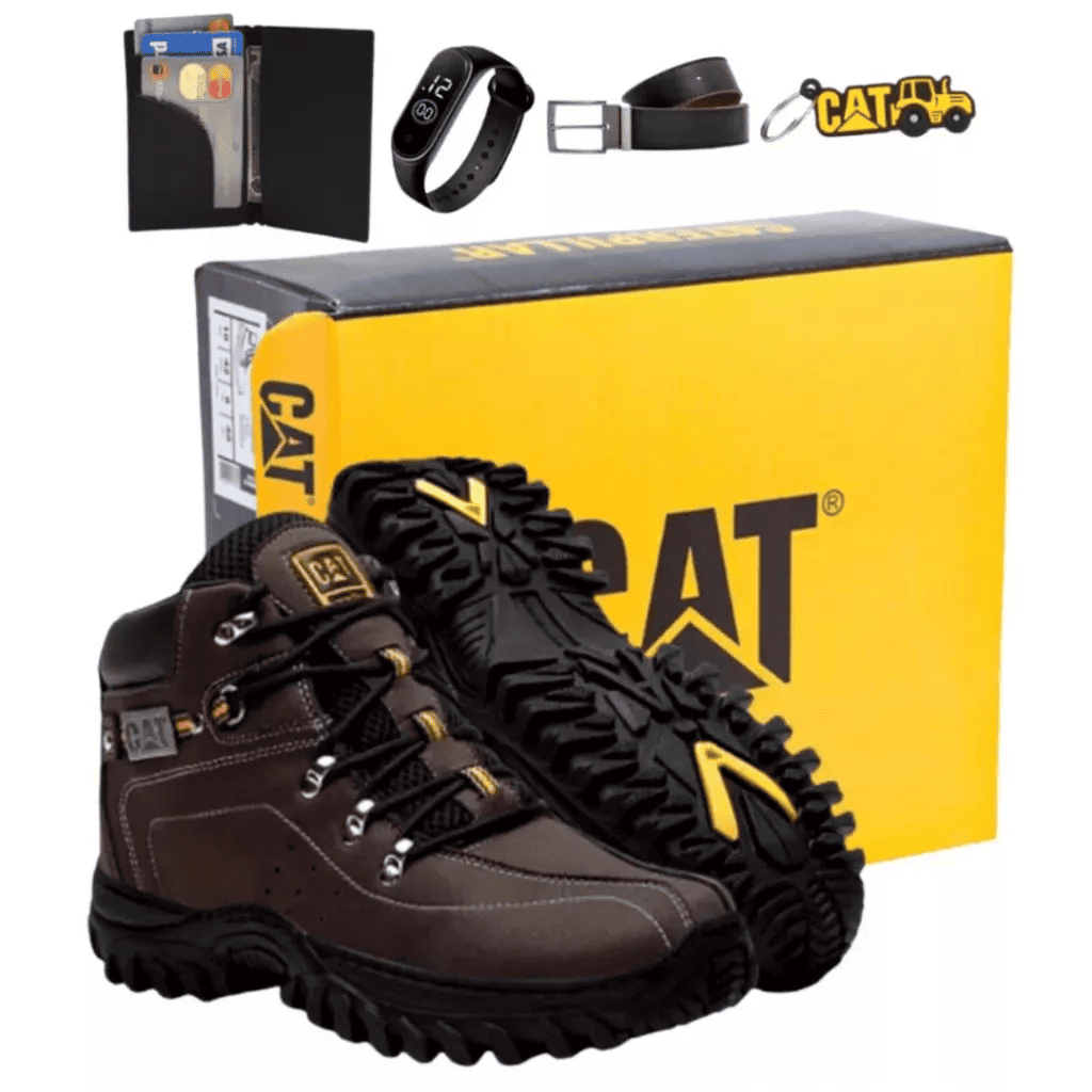 botina adventure masculina estilo caterpillar impermeável costurada + kit brindes botina adventure masculina estilo caterpillar impermeável costurada + kit brindes