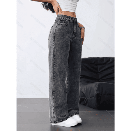 calça jeans feminina wide leg marmorizada cintura alta premium pantalona boca larga calça jeans feminina wide leg marmorizada cintura alta premium pantalona boca larga