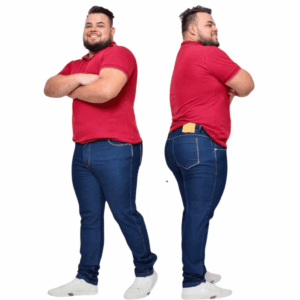 calça jeans masculina plus size slim tradicional com lycra confortável tamanhos 48 ao 54
