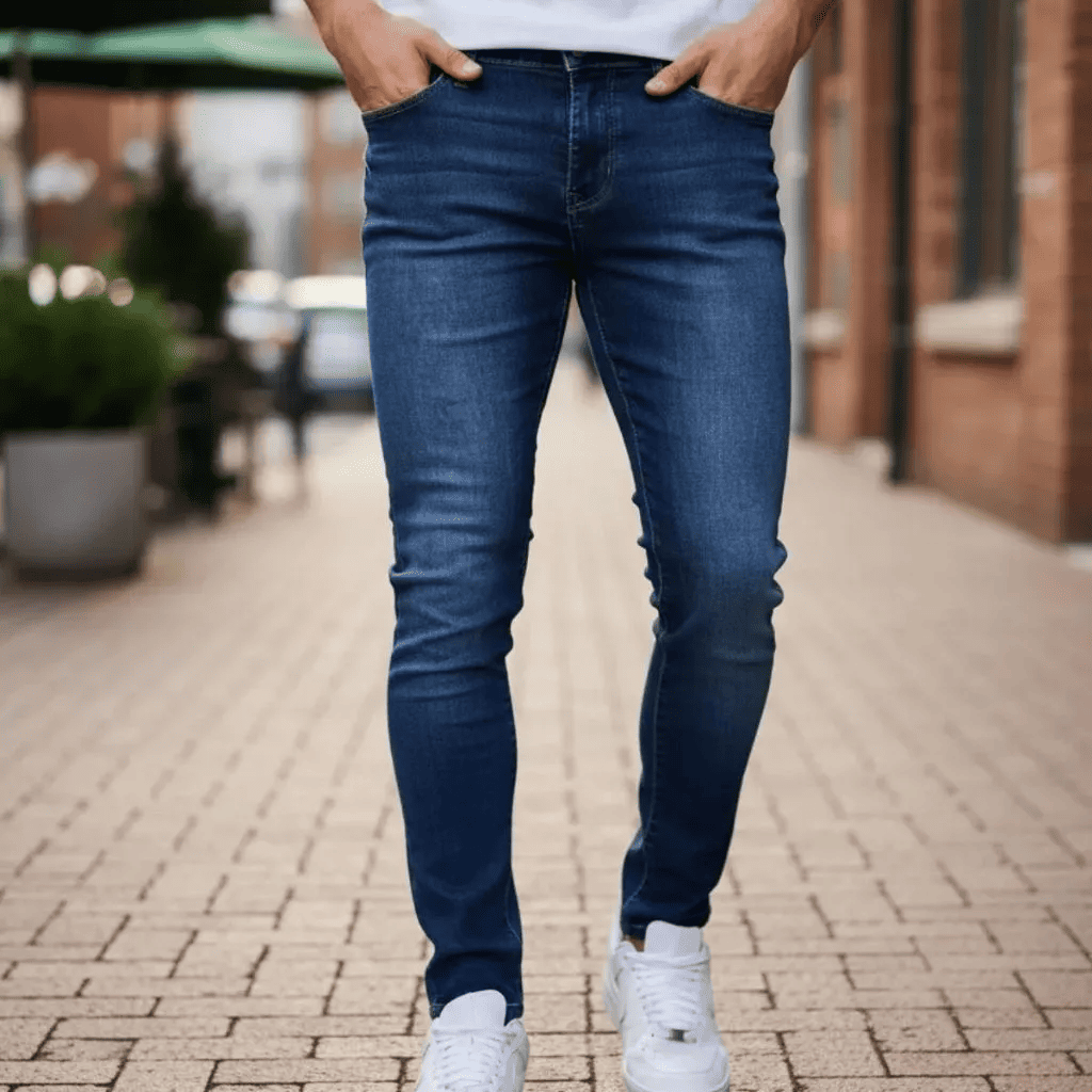 calça jeans masculina slim com elastano premium confortável e moderna calça jeans masculina slim com elastano premium confortável e moderna