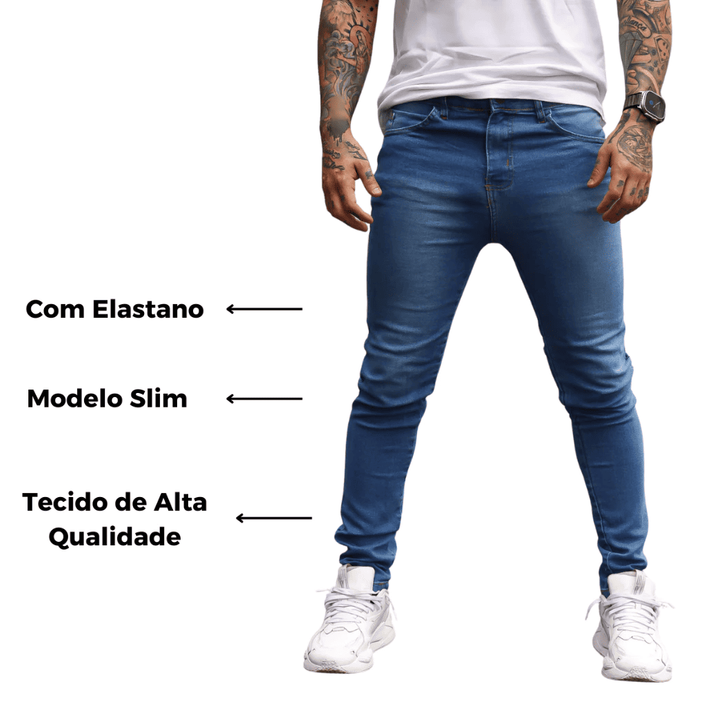 calça jeans masculina slim com elastano premium confortável e moderna calça jeans masculina slim com elastano premium confortável e moderna