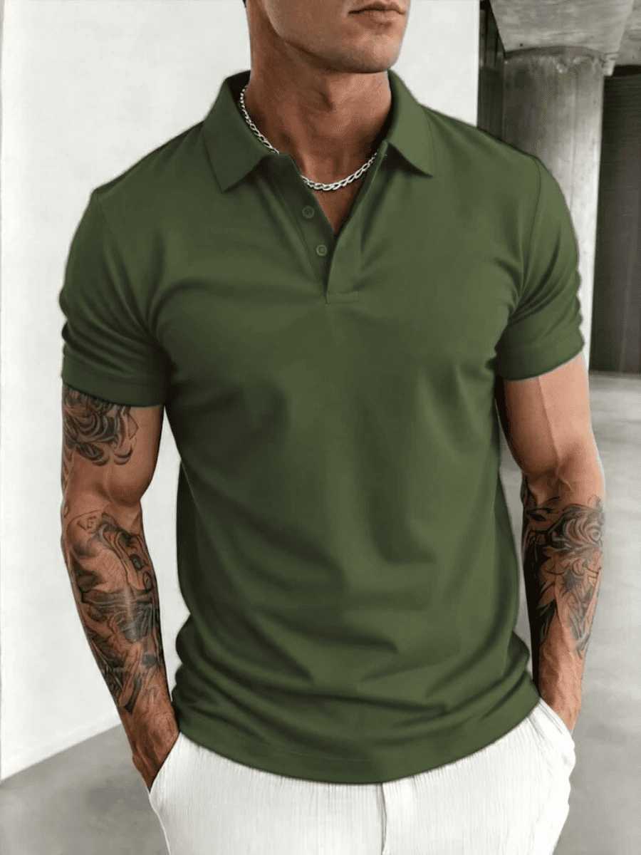 camisa polo masculina lisa em algodão piquet confortável casual premium camisa polo masculina lisa em algodão piquet confortável casual premium