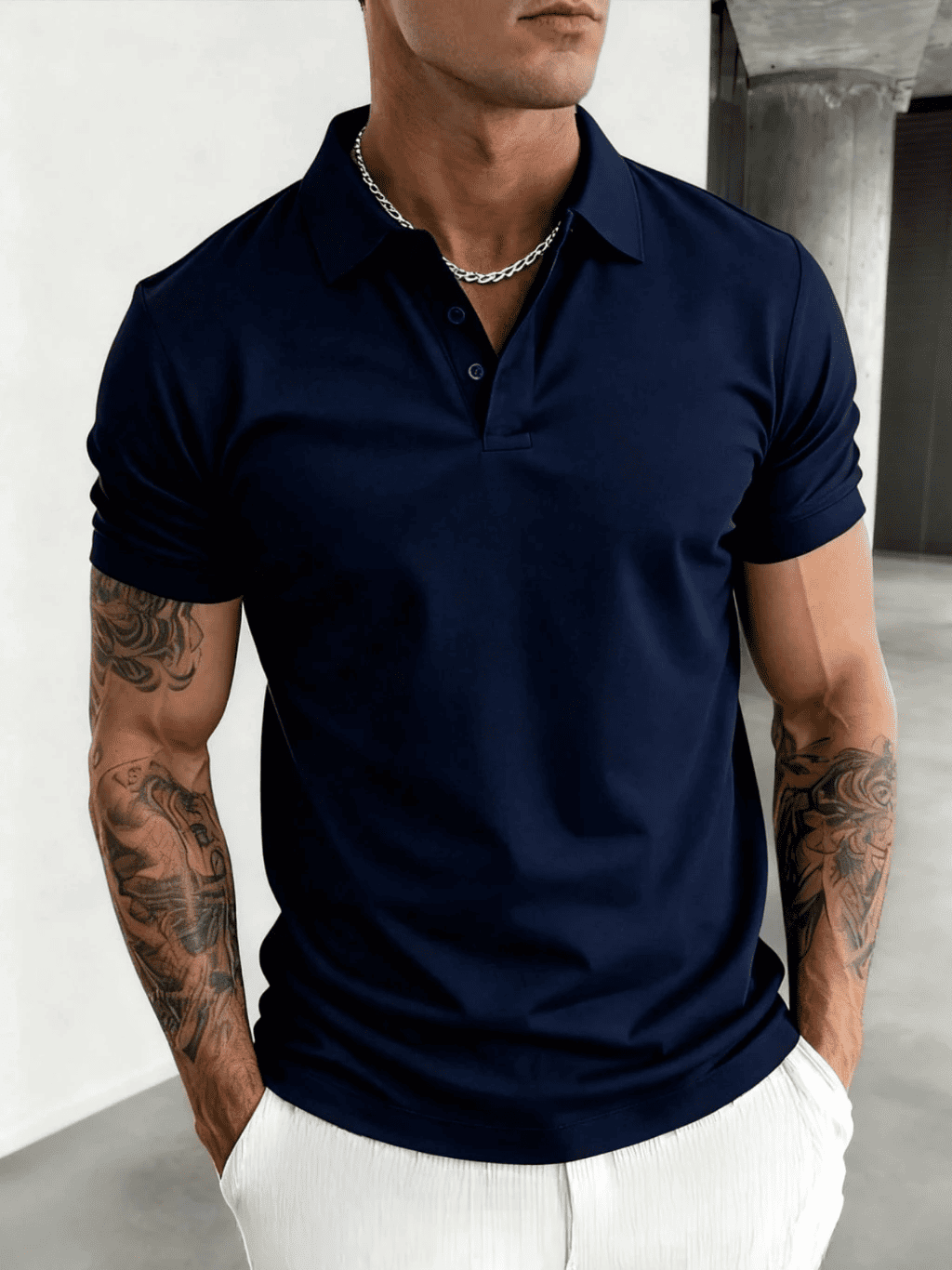 camisa polo masculina lisa em algodão piquet confortável casual premium camisa polo masculina lisa em algodão piquet confortável casual premium