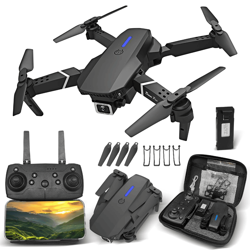 drone e88 pro profissional com câmera hd wi fi grande + 2 baterias drone e88 pro profissional com câmera hd wi fi grande + 2 baterias