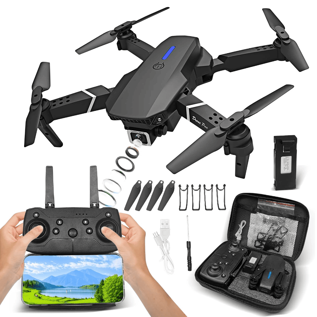 drone e88 pro profissional com câmera hd wi fi grande + 2 baterias drone e88 pro profissional com câmera hd wi fi grande + 2 baterias