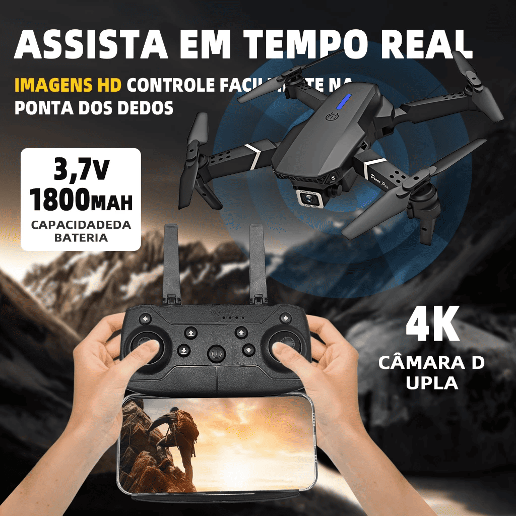 drone e88 pro profissional com câmera hd wi fi grande + 2 baterias drone e88 pro profissional com câmera hd wi fi grande + 2 baterias