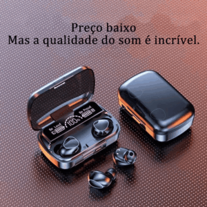 fone de ouvido bluetooth m10 tws 5.1 com display led touch redução de ruído