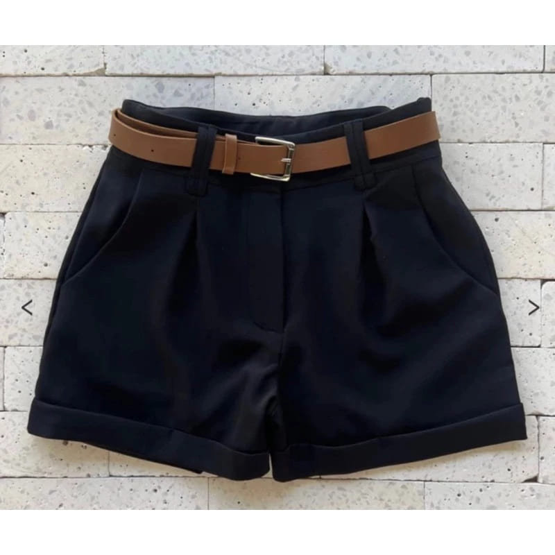 short alfaiataria feminino social cintura alta com cinto regulável elegante premium short alfaiataria feminino social cintura alta com cinto regulável elegante premium