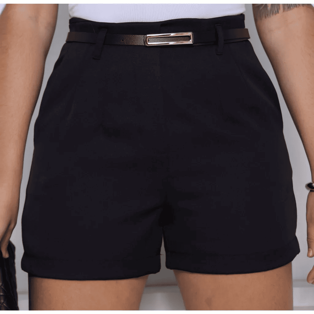 short alfaiataria feminino cintura alta com zíper lateral elegante e confortável short alfaiataria feminino cintura alta com zíper lateral elegante e confortável