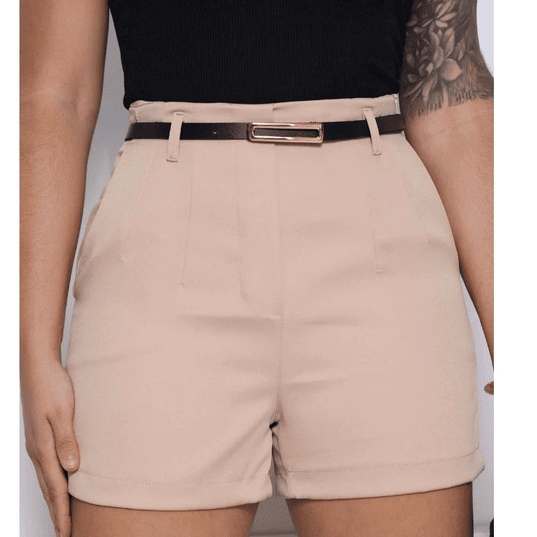 short alfaiataria feminino cintura alta com zíper lateral elegante e confortável short alfaiataria feminino cintura alta com zíper lateral elegante e confortável
