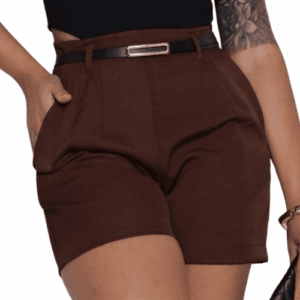 short alfaiataria feminino cintura alta com zíper lateral elegante e confortável