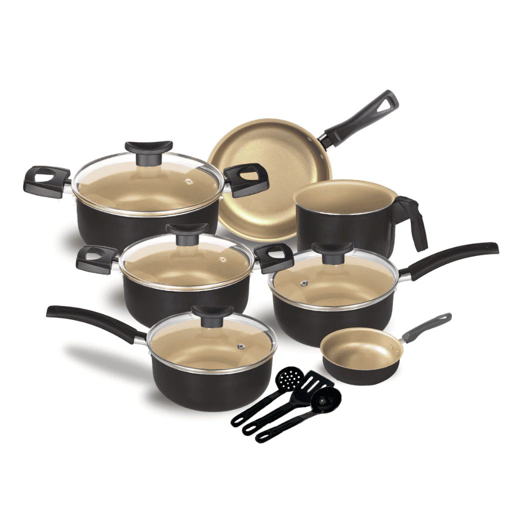 jogo de panelas antiaderente 10 peças com utensílios de cozinha e tampas de vidro jogo de panelas antiaderente 10 peças com utensílios de cozinha e tampas de vidro
